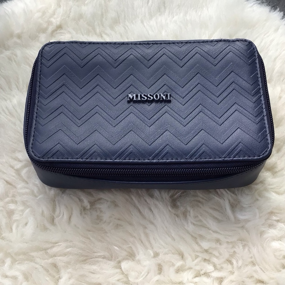Missoni Men's/Women’s Navy Chevron Quilted Box Case and Mini Parfum .07oz France